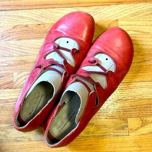 Josef Seibel Red Leather Fiona Ballet Flat - EU 42